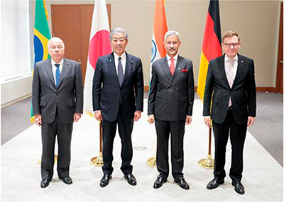 安保理改革に関するG4(ブラジル、日本、インド、ドイツ)外相会合(9月25日、米国・ニューヨーク)