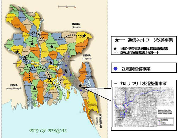 2006年度対バングラデシュ円借款　案件位置図