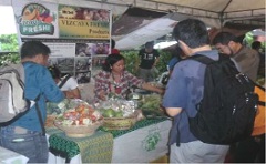 (写真）日曜市での野菜販売