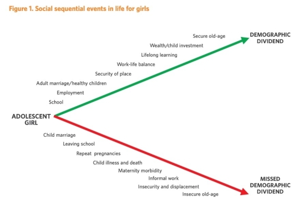 （図表）女の子の人生における一連の社会的出来事（Social sequential events in  life for girls）