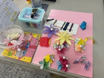 折り紙で作成した浴衣用の髪飾り