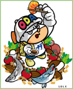 サーモンを掲げるODAマン(C)DEL