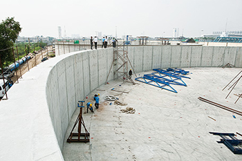 タイのバンコク首都圏のバンケン浄水場工事現場(写真:久野真一/JICA)
