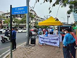 信号設置（Engineering）、交通安全教育（Education）、交通取締（Enforcement）の「3Es」を取り入れた交通安全キャンペーンの様子（写真：株式会社メッツ研究所／株式会社国際開発センター）