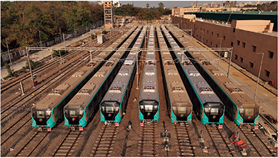 日本の有償資金協力を通じて整備されたインドのムンバイ・メトロ3号線の車両基地の様子（写真：Mumbai Metro Rail Corporation Limited）