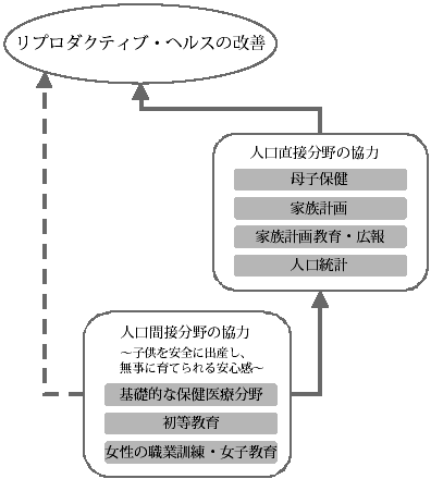 図7.1　包括的アプローチによる人口（リプロダクティブ・ヘルス）分野の協力プログラムの概念図