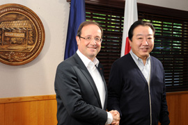 (写真)日・仏首脳会談-1