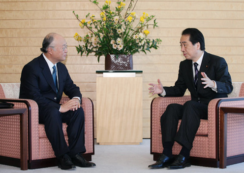 (写真)天野之弥国際原子力機関(IAEA)事務局長の菅総理表敬 2
