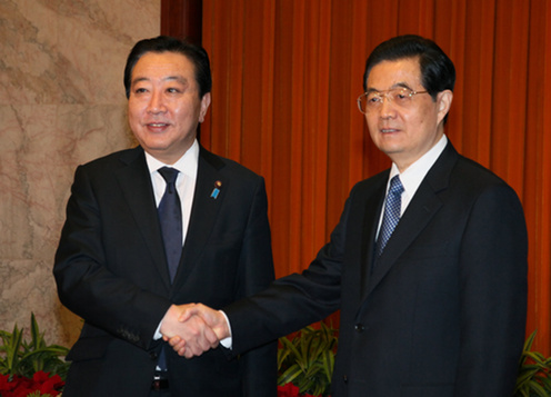 (写真)胡錦濤国家主席と握手する野田総理(写真提供:内閣広報室)