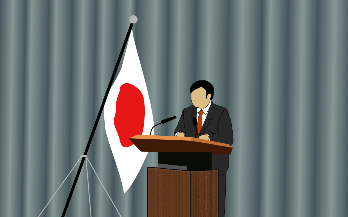 総理大臣官邸での記者会見
