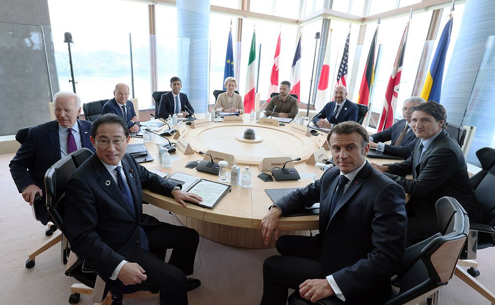 The G7 leaders and Ukraine’s President Zelenskyy during Session 8 1