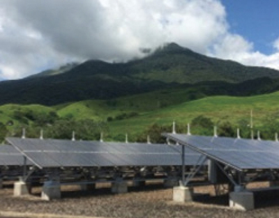 A photo of solar panels installed with cooperation of Japan (Costa Rica)