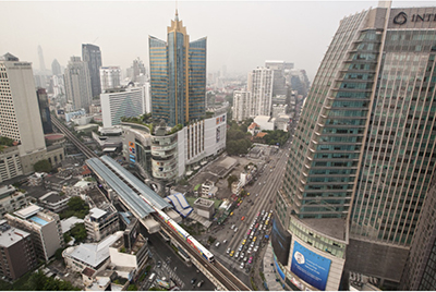 A photo of view of central Bangkok from a skyscraper (Thailand)