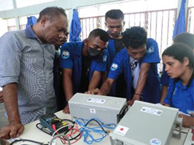 A photo of engineering Students taking a class at the National University of Timor-Leste>
	<p class=