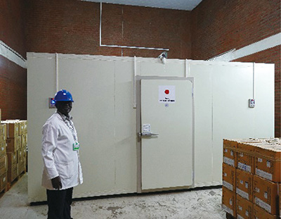 A photo of Cold room provided to the central pharmaceutical warehouse in Malawi (Photo: Evaluation Team)