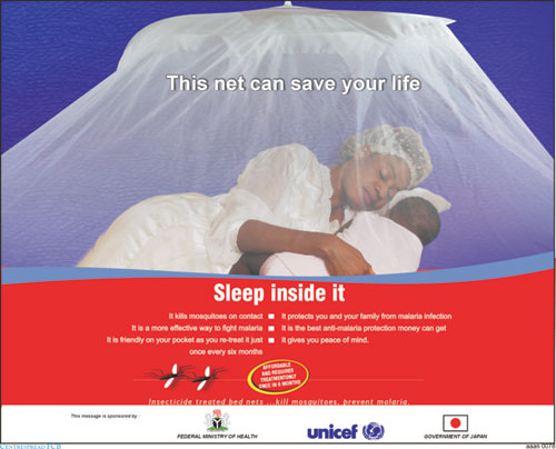Publicity photograph for the Roll Back Malaria campaign in Nigeria