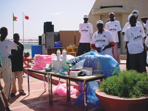Supplied bed nets, insecticides, and other equipment to counter malaria (Senegal) (Photo: Japan International Cooperation System)