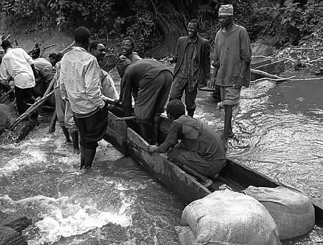 Villagers create an irrigation channel