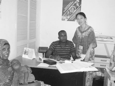 AMDA Djibouti office (right, Ms. Murakami)(Photo: Ms. Murakami)