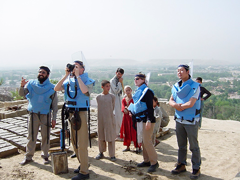 Monitoring visit of landmine clearance activities in Kabul, Afghanistan (author far right) (Photo: UNMAS)