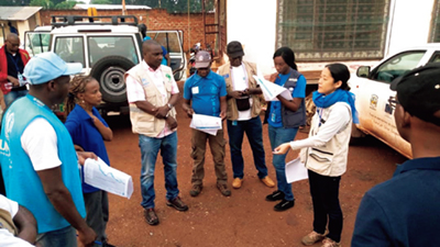Ms. KIMURA Makiha working at the UN Office for the Coordination of Humanitarian Affairs (OCHA) Kinshasa office in the Democratic Republic of the Congo after participating in the Program for Global Human Resource Development for Peacebuilding and Development and the JPO Programme (Photo: UNICEF)