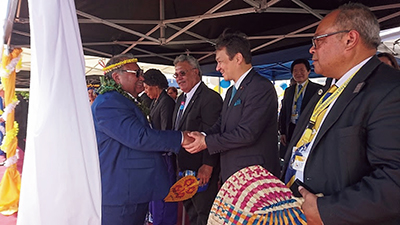 Parliamentary Vice-Minister for Foreign Affairs Horii attending the Nauru 50th independence anniversary celebration (January, Nauru)