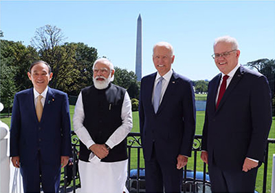 Photograph taken before the Second Japan-Australia-India-U.S. Leaders' Meeting (September, Washington D.C. Photo: Cabinet Public Relations Office)