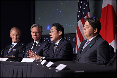 The Signing Ceremony of the Framework Agreement between Japan and the United States of America for Cooperation in the Exploration and Use of Outer Space (January 13, Washington, D.C., U.S.; Photo: Cabinet Public Affairs Office)