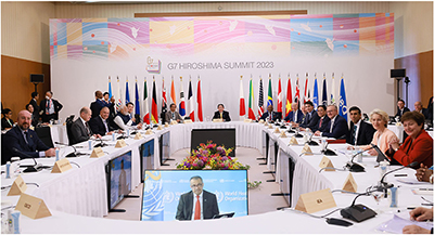 G7 Hiroshima Summit Session 6: Working Together to Address Multiple Crises, which discussed Global Health (May 21, Hiroshima Prefecture; Photo: Cabinet Public Affairs Office)