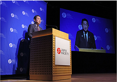 Prime Minister Kishida delivering the opening remarks at the G7 Health Follow-up Side Event (September 21, New York, U.S.; Photo: Cabinet Public Affairs Office)