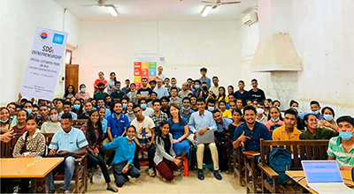 A lecture on the SDGs delivered to students at the National University of Timor-Leste. Young people in every country give me energy and hope. (The author is first row center, March 21, Timor-Leste, ©Chang Won Choi)