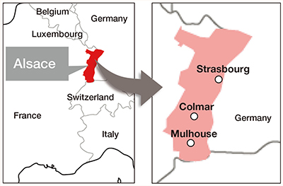 Map of the Alsace region