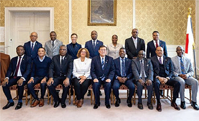Courtesy call on Prime Minister Ishiba by foreign ministers of CARICOM member states (December 13, Tokyo; Photo: Cabinet Public Affairs Office)