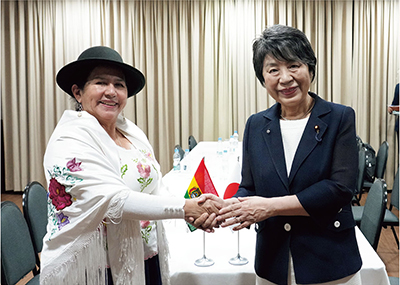Foreign Minister Kamikawa and Minister of Foreign Affairs Sosa at the Japan-Bolivia Foreign Ministers' Meeting (February 22, Rio de Janeiro, Brazil)