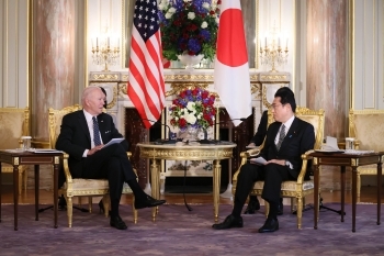 日米首脳会談(極少人数会合)の様子